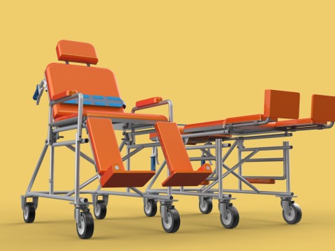 WHEELCHAIR MEDICAL AMBULANCE STRETCHER TROLLEY FOLDING BED CHAIR Modèle 3D