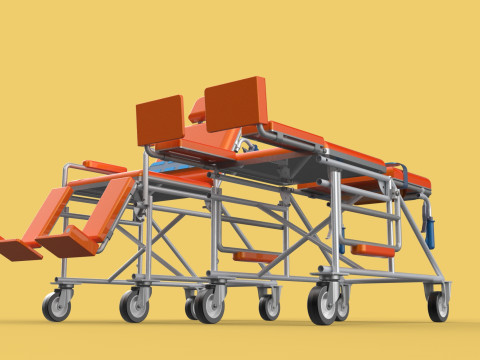 WHEELCHAIR MEDICAL AMBULANCE STRETCHER TROLLEY FOLDING BED CHAIR Modèle 3D