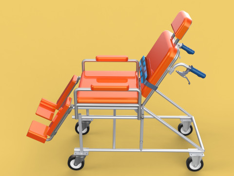 WHEELCHAIR MEDICAL AMBULANCE STRETCHER TROLLEY FOLDING BED CHAIR Modèle 3D