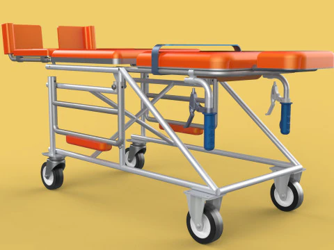 WHEELCHAIR MEDICAL AMBULANCE STRETCHER TROLLEY FOLDING BED CHAIR 3D Model