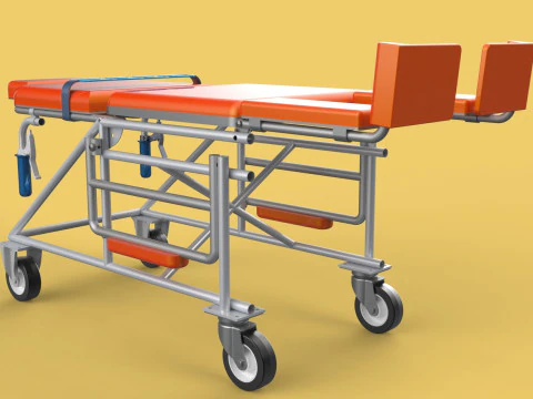 WHEELCHAIR MEDICAL AMBULANCE STRETCHER TROLLEY FOLDING BED CHAIR 3D Model