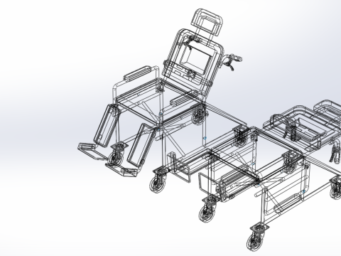 WHEELCHAIR MEDICAL AMBULANCE STRETCHER TROLLEY FOLDING BED CHAIR Modèle 3D