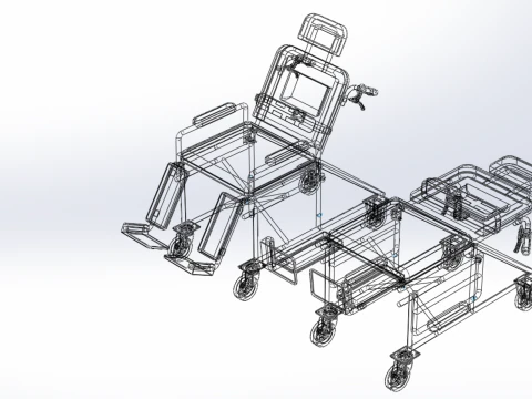 WHEELCHAIR MEDICAL AMBULANCE STRETCHER TROLLEY FOLDING BED CHAIR 3D Model