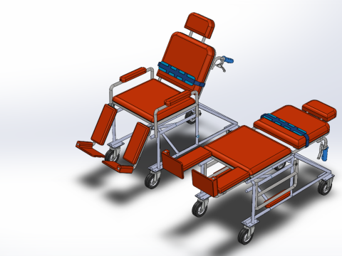 WHEELCHAIR MEDICAL AMBULANCE STRETCHER TROLLEY FOLDING BED CHAIR Modèle 3D