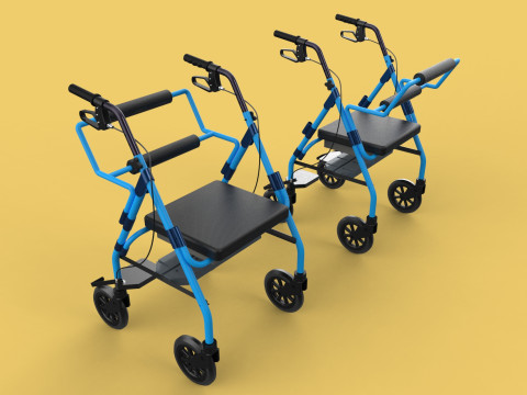 WALKING FRAME ROLLATOR ROLLING WHEELED WALKER FOLDABLE SEAT AID Modelo 3D