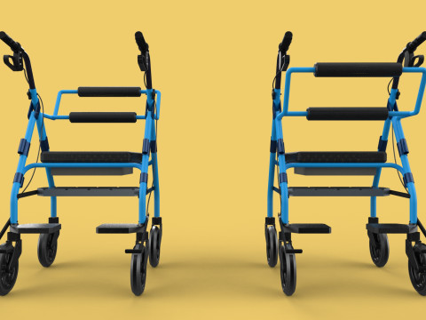 WALKING FRAME ROLLATOR ROLLING WHEELED WALKER FOLDABLE SEAT AID 3D-Modell