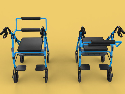 WALKING FRAME ROLLATOR ROLLING WHEELED WALKER FOLDABLE SEAT AID 3D-Modell