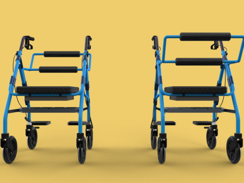 WALKING FRAME ROLLATOR ROLLING WHEELED WALKER FOLDABLE SEAT AID 3D-Modell