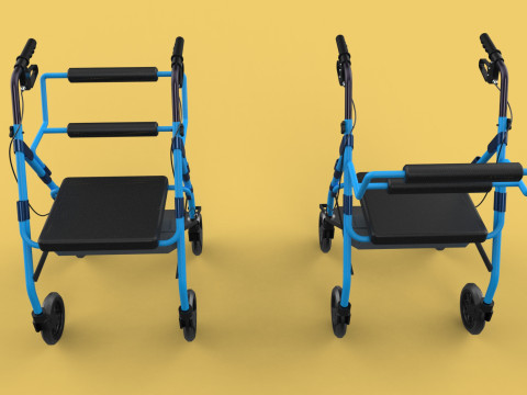 WALKING FRAME ROLLATOR ROLLING WHEELED WALKER FOLDABLE SEAT AID 3D-Modell