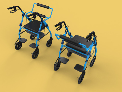 WALKING FRAME ROLLATOR ROLLING WHEELED WALKER FOLDABLE SEAT AID 3D-Modell