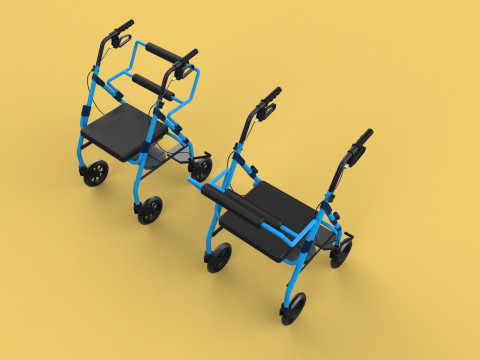 WALKING FRAME ROLLATOR ROLLING WHEELED WALKER FOLDABLE SEAT AID 3D-Modell