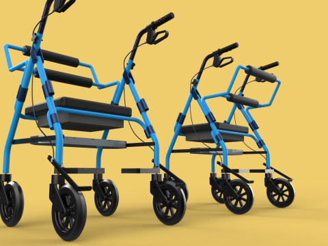 WALKING FRAME ROLLATOR ROLLING WHEELED WALKER FOLDABLE SEAT AID 3D-Modell