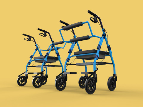 WALKING FRAME ROLLATOR ROLLING WHEELED WALKER FOLDABLE SEAT AID 3D-Modell