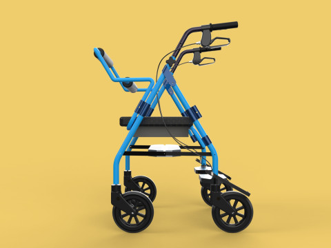 WALKING FRAME ROLLATOR ROLLING WHEELED WALKER FOLDABLE SEAT AID 3D-Modell