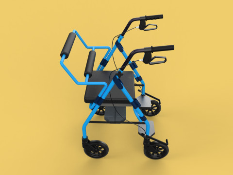 WALKING FRAME ROLLATOR ROLLING WHEELED WALKER FOLDABLE SEAT AID 3D-Modell