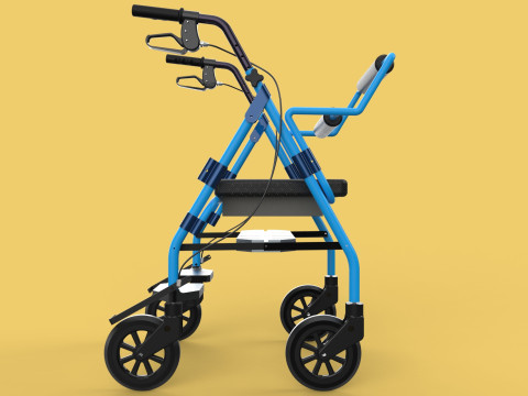WALKING FRAME ROLLATOR ROLLING WHEELED WALKER FOLDABLE SEAT AID 3D-Modell