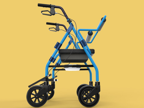 WALKING FRAME ROLLATOR ROLLING WHEELED WALKER FOLDABLE SEAT AID 3D-Modell