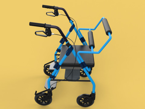 WALKING FRAME ROLLATOR ROLLING WHEELED WALKER FOLDABLE SEAT AID 3D-Modell
