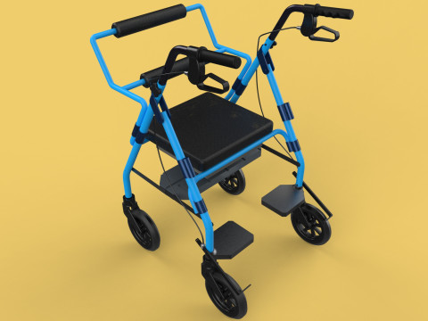 WALKING FRAME ROLLATOR ROLLING WHEELED WALKER FOLDABLE SEAT AID 3D-Modell