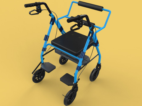 WALKING FRAME ROLLATOR ROLLING WHEELED WALKER FOLDABLE SEAT AID 3D-Modell