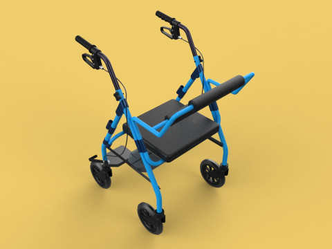 WALKING FRAME ROLLATOR ROLLING WHEELED WALKER FOLDABLE SEAT AID 3D-Modell