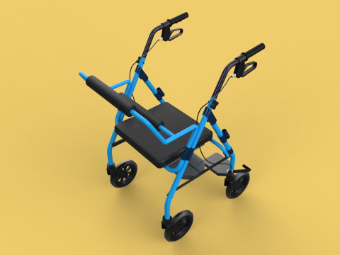 WALKING FRAME ROLLATOR ROLLING WHEELED WALKER FOLDABLE SEAT AID 3D-Modell