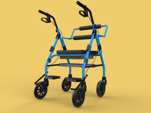 WALKING FRAME ROLLATOR ROLLING WHEELED WALKER FOLDABLE SEAT AID 3D-Modell