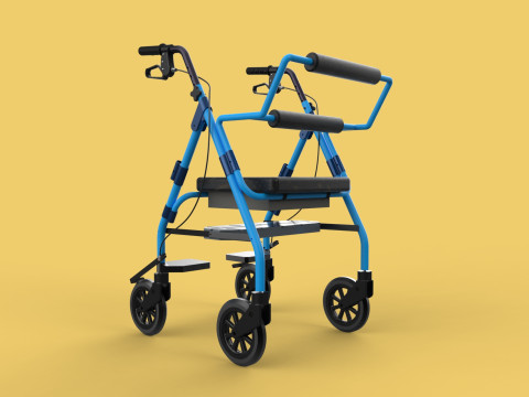 WALKING FRAME ROLLATOR ROLLING WHEELED WALKER FOLDABLE SEAT AID 3D-Modell