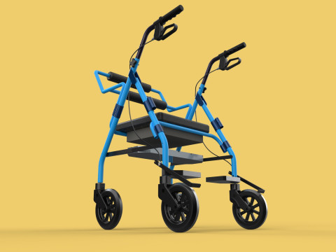 WALKING FRAME ROLLATOR ROLLING WHEELED WALKER FOLDABLE SEAT AID 3D-Modell