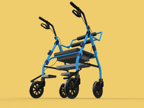 WALKING FRAME ROLLATOR ROLLING WHEELED WALKER FOLDABLE SEAT AID 3D-Modell