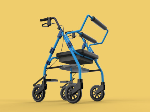 WALKING FRAME ROLLATOR ROLLING WHEELED WALKER FOLDABLE SEAT AID 3D-Modell