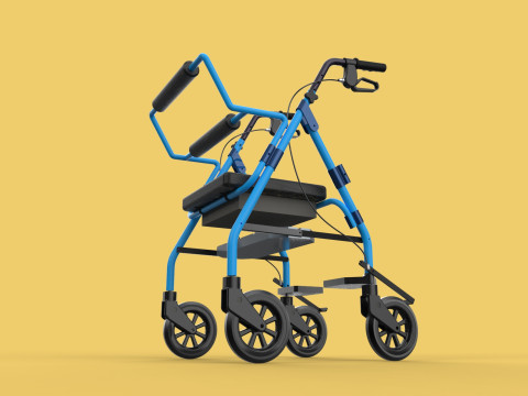 WALKING FRAME ROLLATOR ROLLING WHEELED WALKER FOLDABLE SEAT AID 3D-Modell