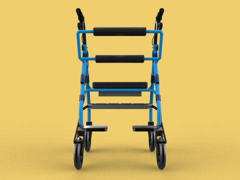 WALKING FRAME ROLLATOR ROLLING WHEELED WALKER FOLDABLE SEAT AID 3D-Modell