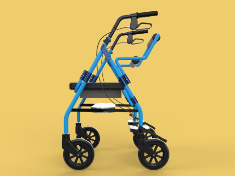 WALKING FRAME ROLLATOR ROLLING WHEELED WALKER FOLDABLE SEAT AID 3D-Modell