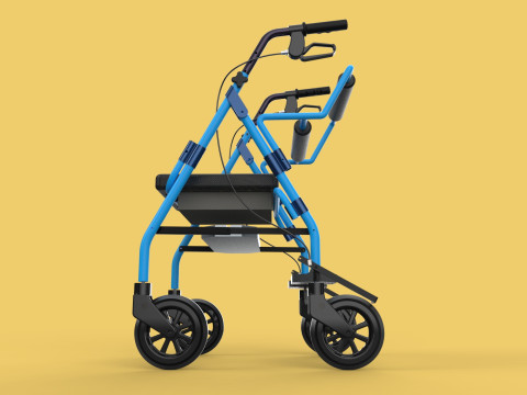WALKING FRAME ROLLATOR ROLLING WHEELED WALKER FOLDABLE SEAT AID 3D-Modell