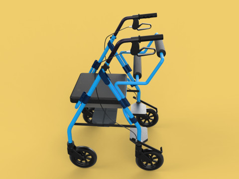 WALKING FRAME ROLLATOR ROLLING WHEELED WALKER FOLDABLE SEAT AID 3D-Modell