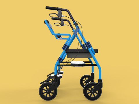 WALKING FRAME ROLLATOR ROLLING WHEELED WALKER FOLDABLE SEAT AID 3D-Modell