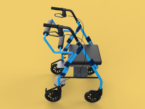 WALKING FRAME ROLLATOR ROLLING WHEELED WALKER FOLDABLE SEAT AID 3D-Modell