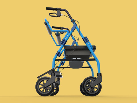 WALKING FRAME ROLLATOR ROLLING WHEELED WALKER FOLDABLE SEAT AID 3D-Modell
