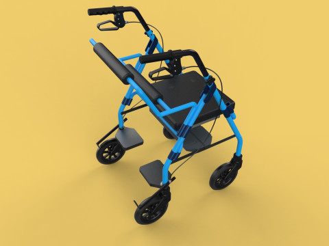 WALKING FRAME ROLLATOR ROLLING WHEELED WALKER FOLDABLE SEAT AID 3D-Modell