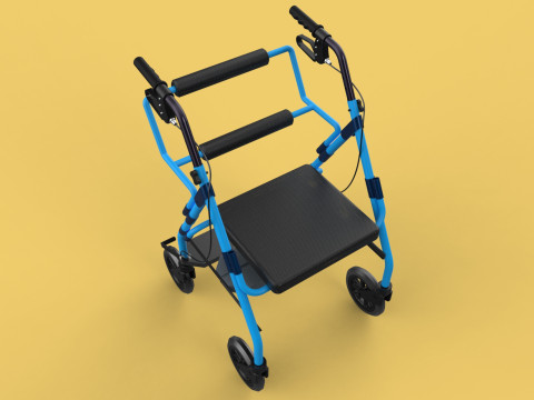 WALKING FRAME ROLLATOR ROLLING WHEELED WALKER FOLDABLE SEAT AID 3D-Modell