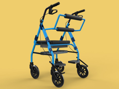WALKING FRAME ROLLATOR ROLLING WHEELED WALKER FOLDABLE SEAT AID 3D-Modell