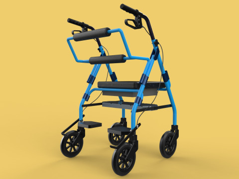 WALKING FRAME ROLLATOR ROLLING WHEELED WALKER FOLDABLE SEAT AID 3D-Modell
