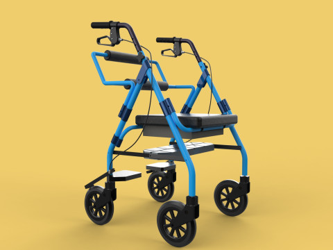 WALKING FRAME ROLLATOR ROLLING WHEELED WALKER FOLDABLE SEAT AID 3D-Modell