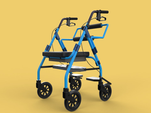 WALKING FRAME ROLLATOR ROLLING WHEELED WALKER FOLDABLE SEAT AID 3D-Modell