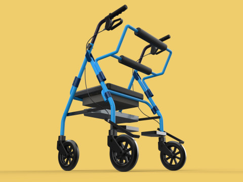 WALKING FRAME ROLLATOR ROLLING WHEELED WALKER FOLDABLE SEAT AID 3D-Modell