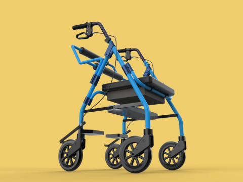 WALKING FRAME ROLLATOR ROLLING WHEELED WALKER FOLDABLE SEAT AID 3D-Modell
