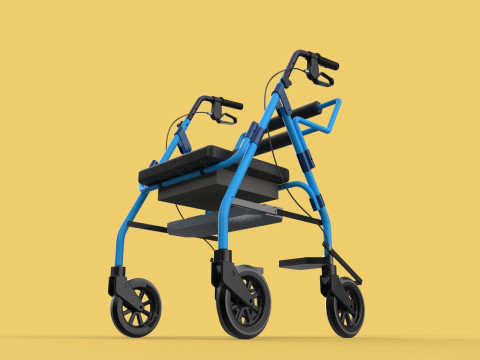 WALKING FRAME ROLLATOR ROLLING WHEELED WALKER FOLDABLE SEAT AID 3D-Modell