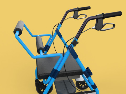 WALKING FRAME ROLLATOR ROLLING WHEELED WALKER FOLDABLE SEAT AID 3D-Modell