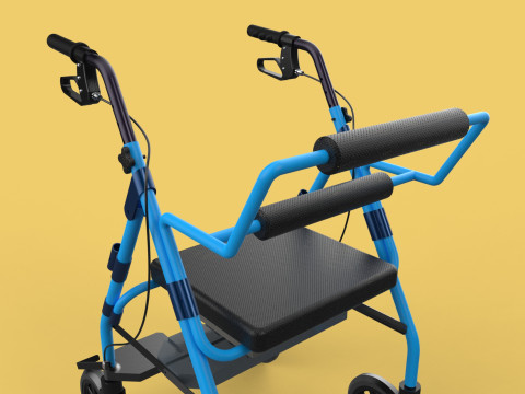 WALKING FRAME ROLLATOR ROLLING WHEELED WALKER FOLDABLE SEAT AID 3D-Modell